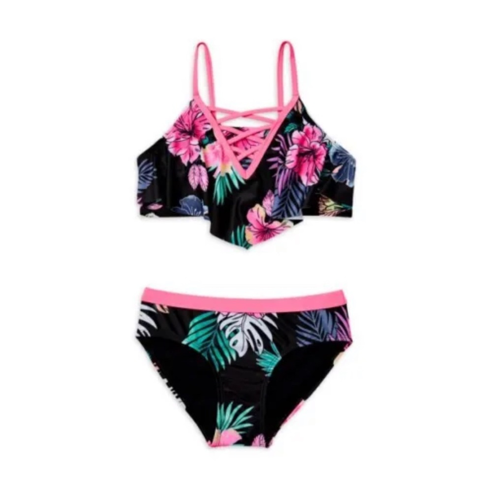 Justice Hawaiian Floral Bikini Swim Set